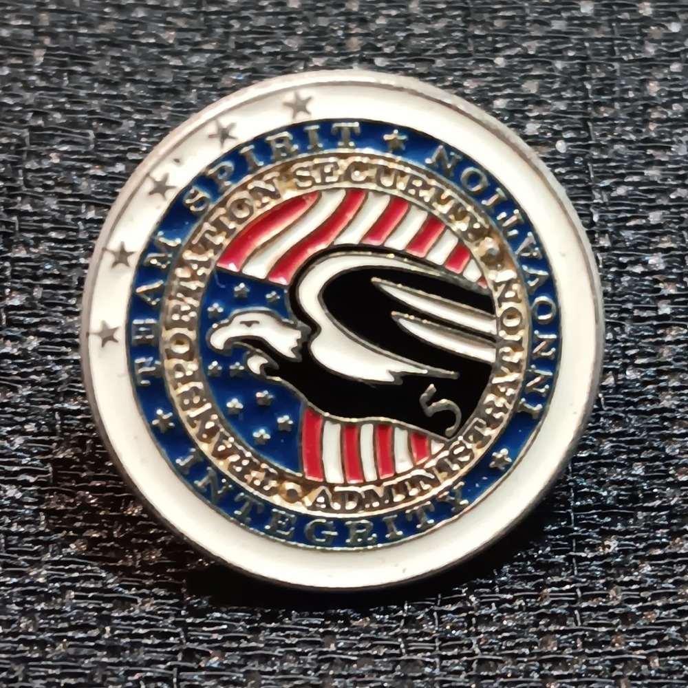 TSA Information Security Administration Eagle Enamel Lapel Pin Spirit Integrity